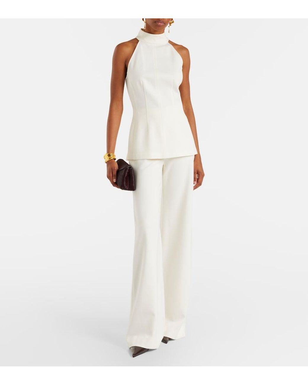 Veronica Beard White Johanne Halterneck Top