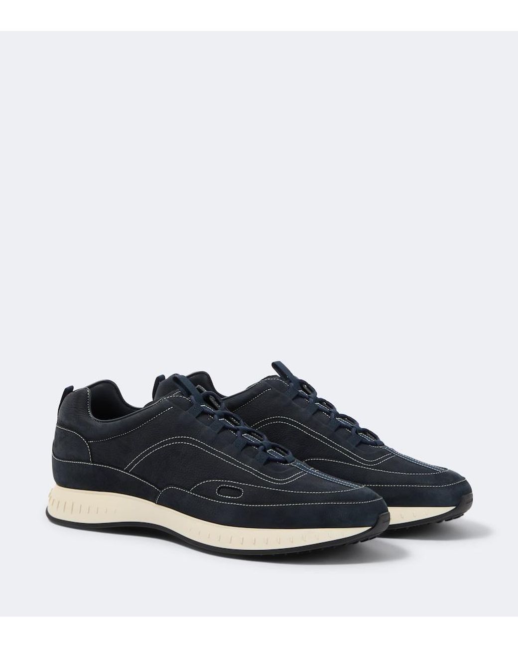 John Lobb Blue Leather Slip-On Sneakers for men