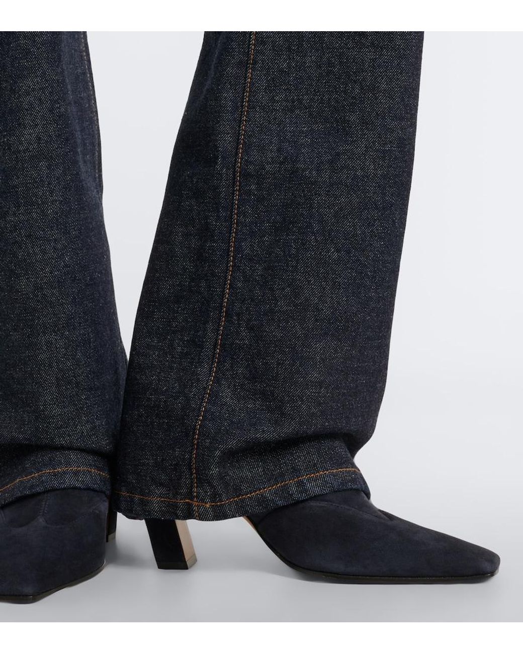 Khaite Blue Nevada Suede Ankle Boots