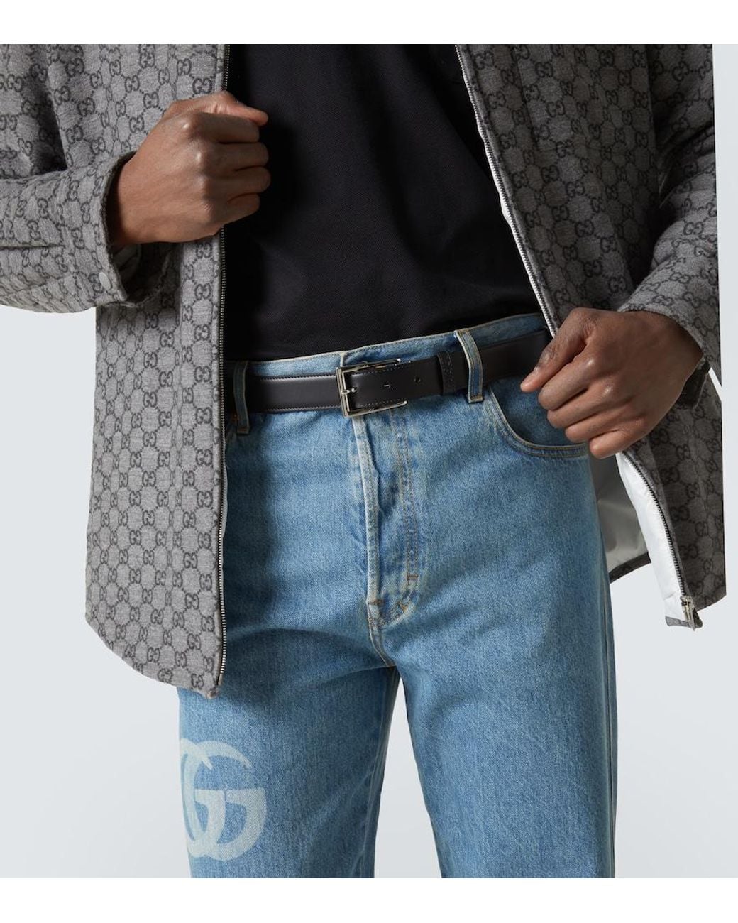 Cinturon De Piel Reversible Gucci de hombre de color Black