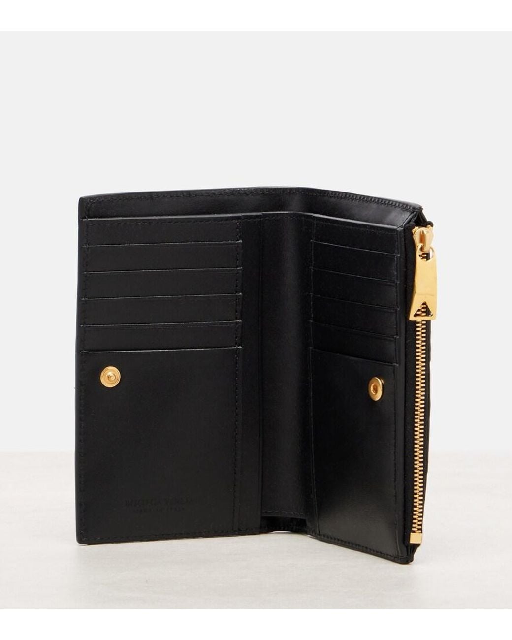 Bottega Veneta Black Intrecciato Medium Leather Wallet