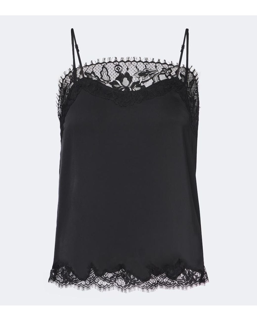 Faithfull The Brand Black Marisol Lace-Trimmed Satin Camisole