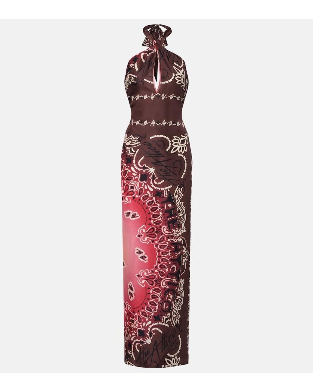 The Attico Red Printed Silk Maxi Dress