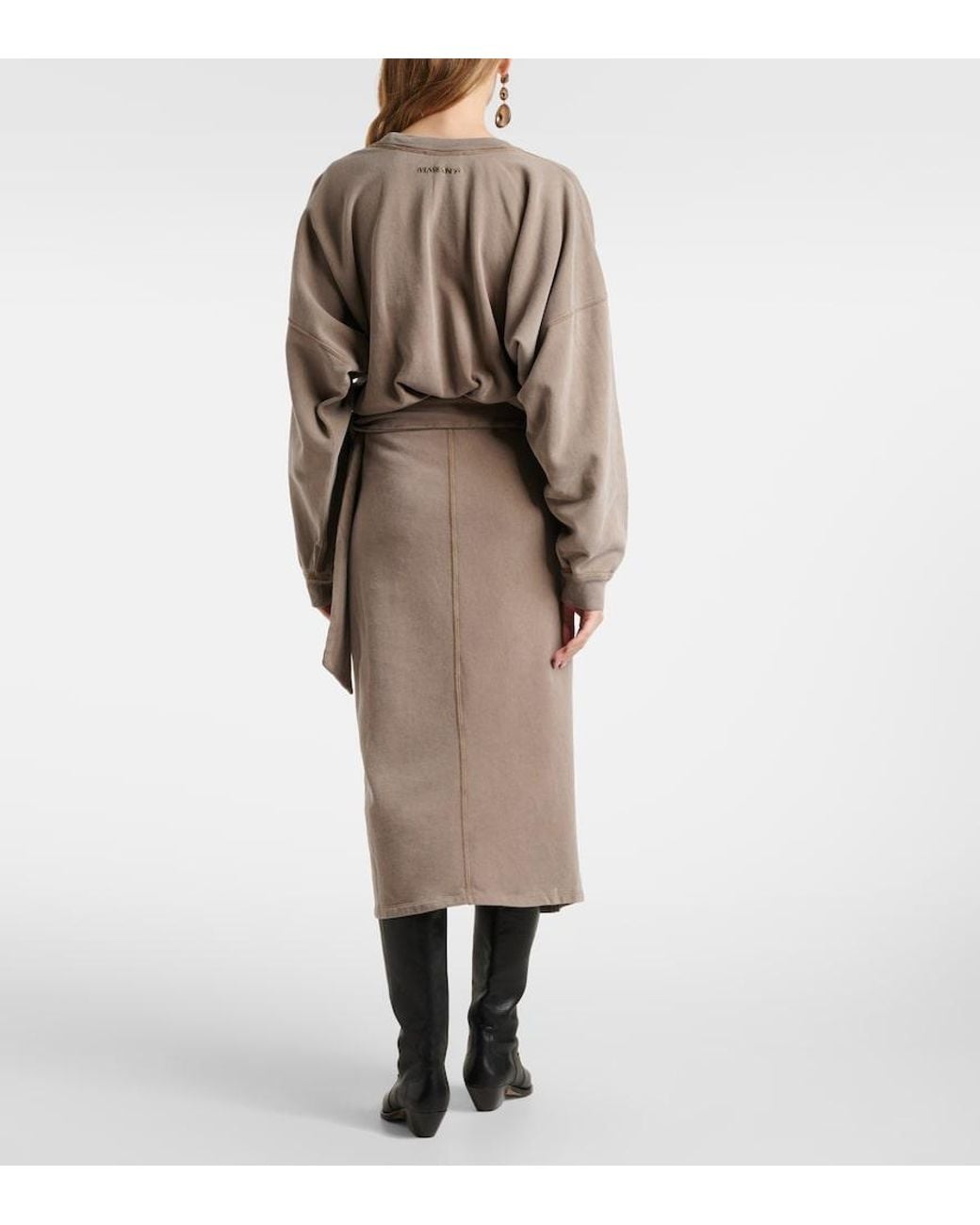 Isabel Marant Natural Sandrina Draped Cotton Midi Dress