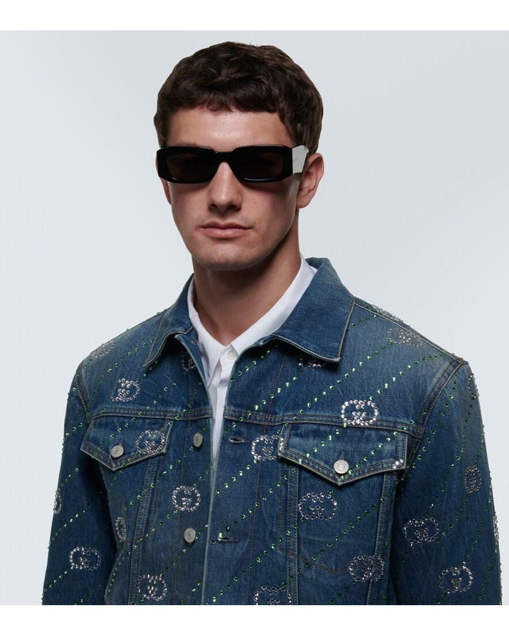 Gucci Black Rectangular Sunglasses for men