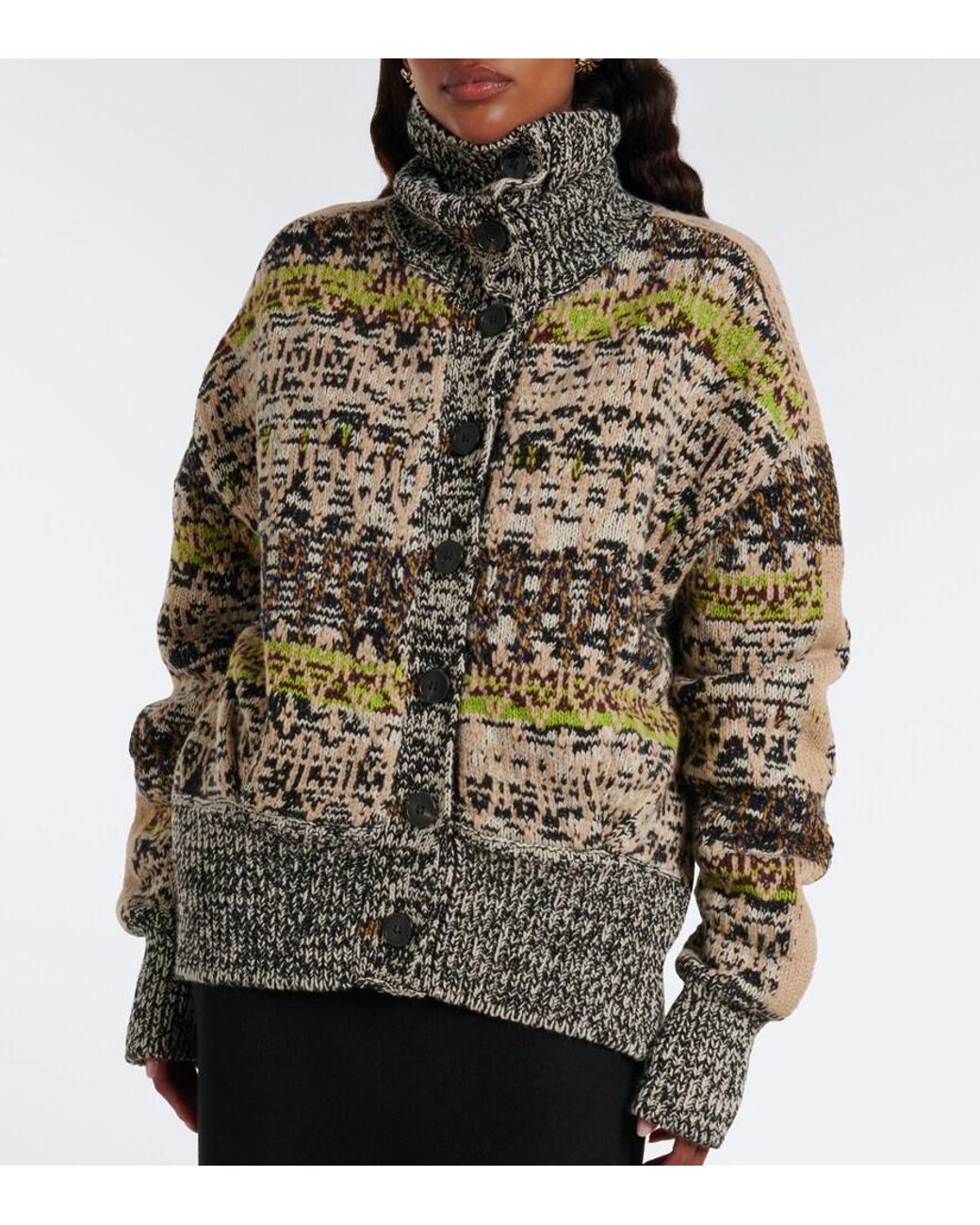 Dries Van Noten Metallic Oversized Wool And Cashmere Jacquard Cardigan