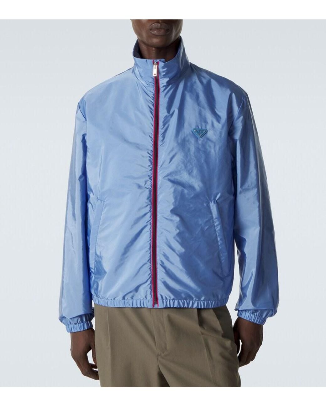 Prada Blue High-Neck Zip Jacket for men