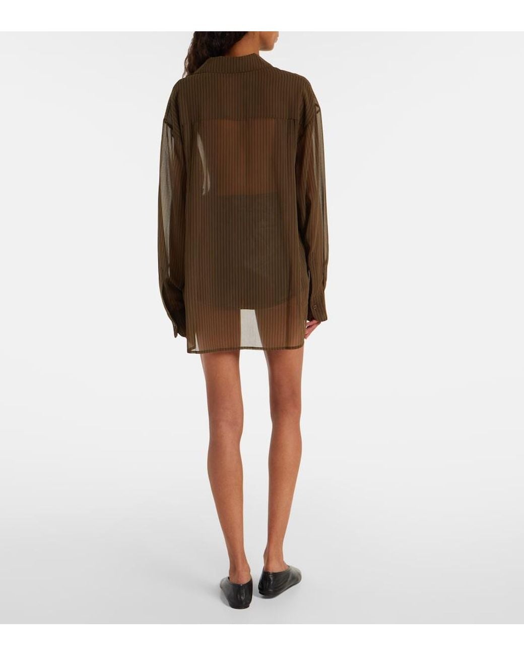 Frankie Shop Brown Peri Pinstripe Shirt