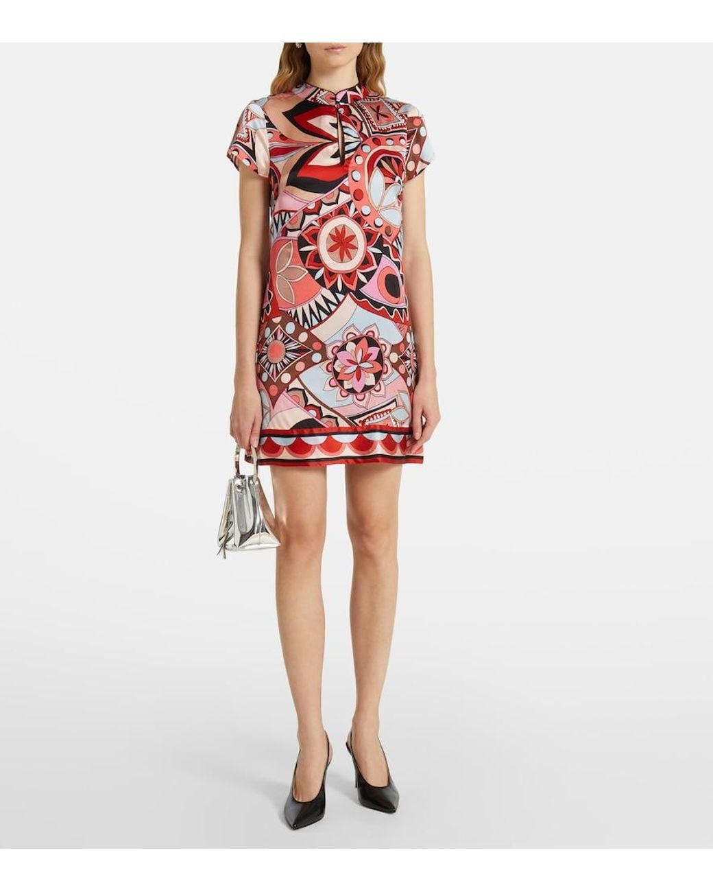 Rixo Red Printed Silk Minidress
