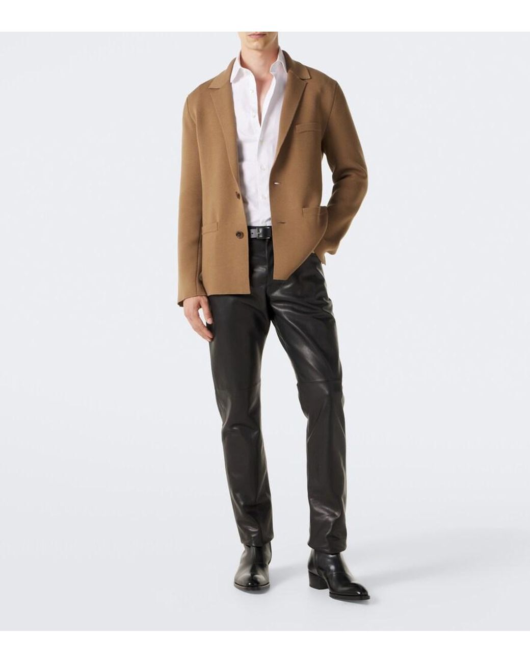 Tom Ford Gray Leather Slim Pants for men