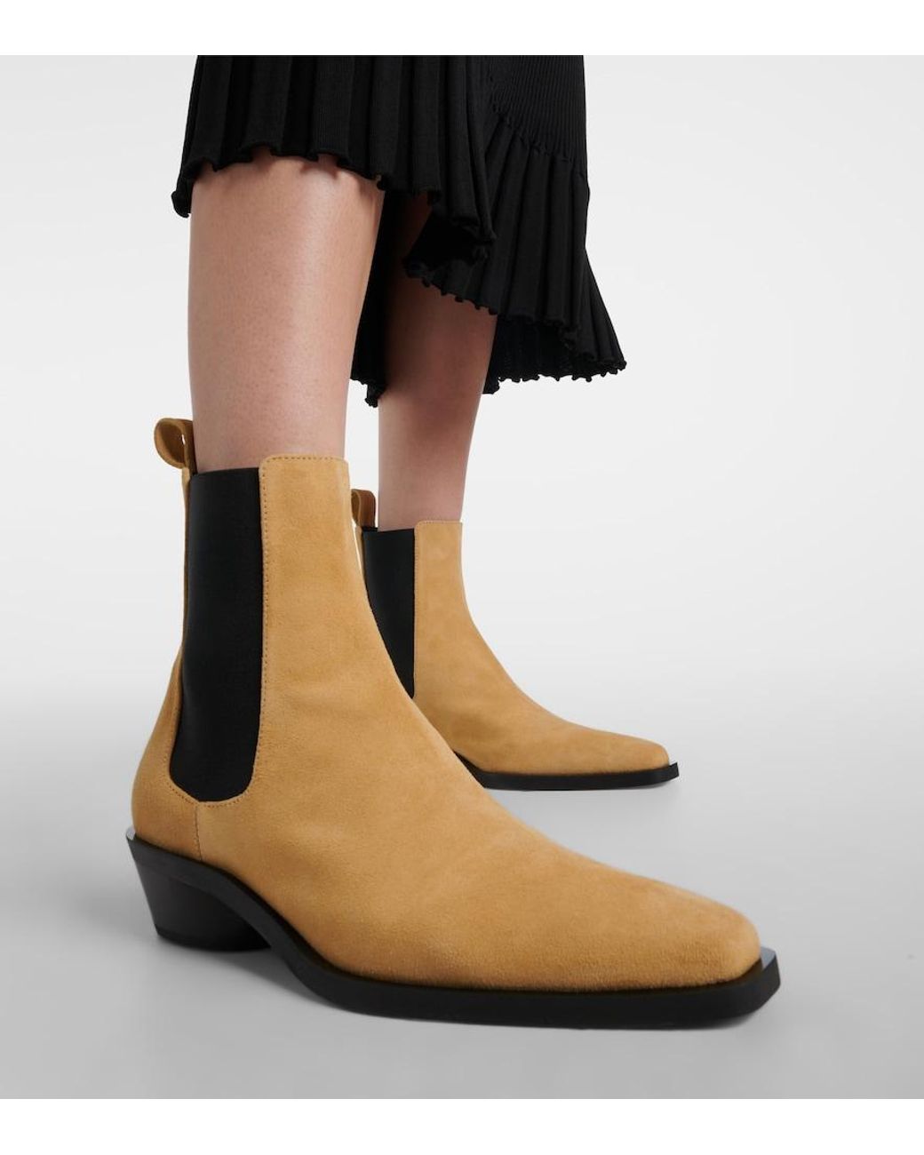 Proenza Schouler Natural Bronco Suede Chelsea Boots
