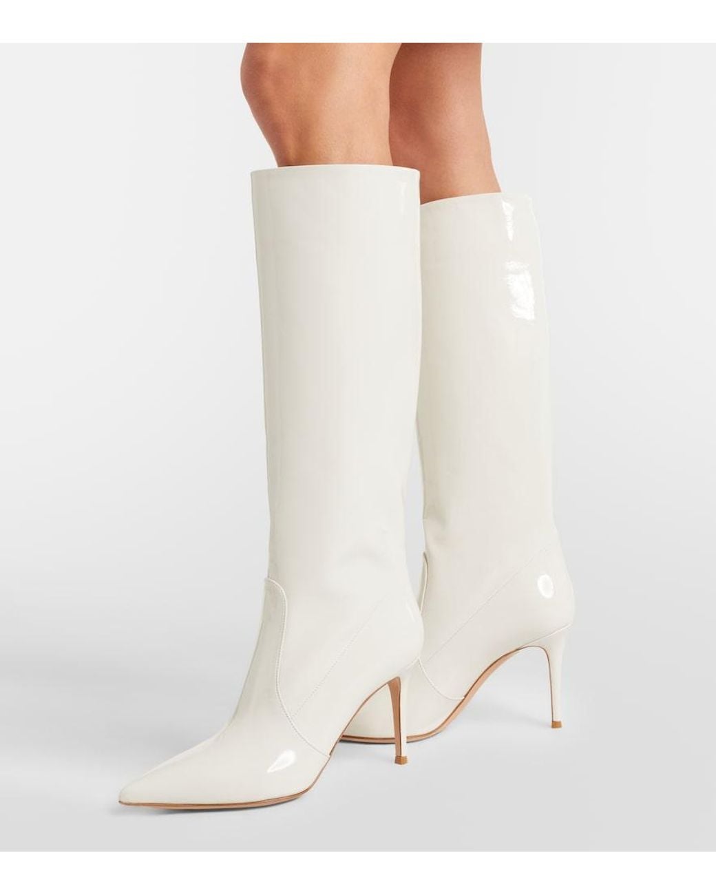 Gianvito Rossi White Hansen 85 Patent Leather Knee-High Boots