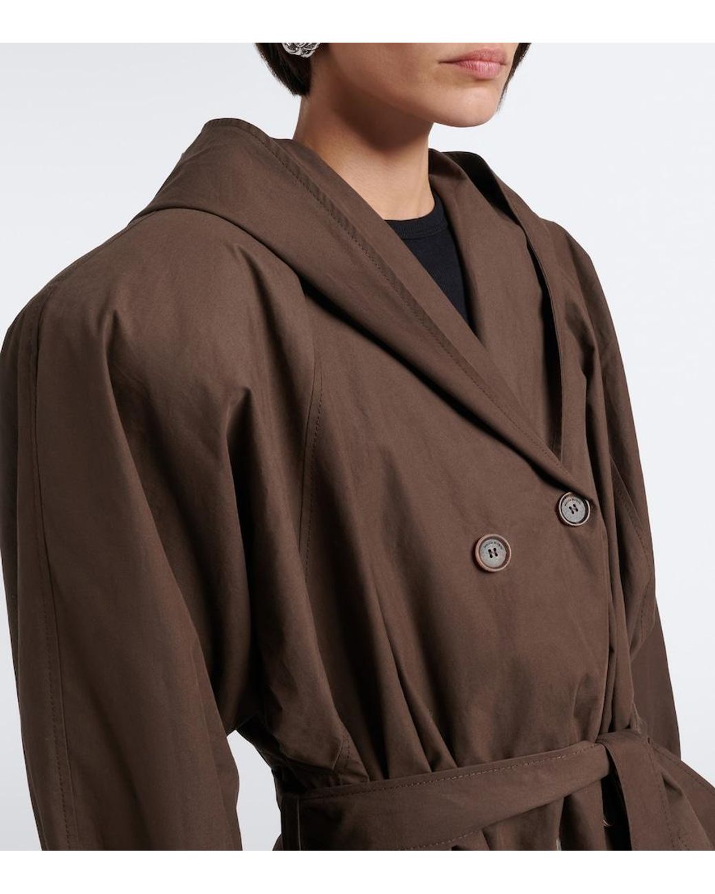 Magda Butrym Brown Belted Hooded Cotton Jacket