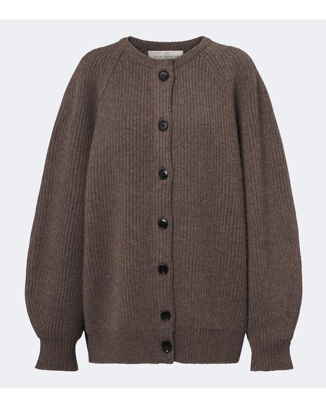 Nour Hammour Brown Laurel Oversized Cashmere And Wool Cardigan