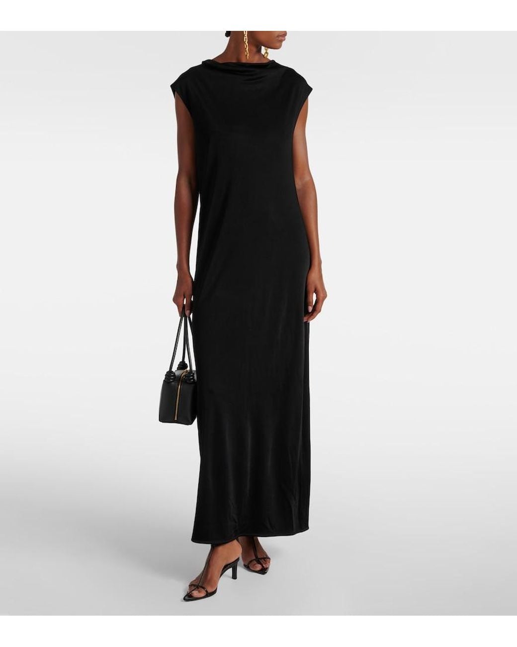 Jil Sander Black Tie-Detail Midi Dress