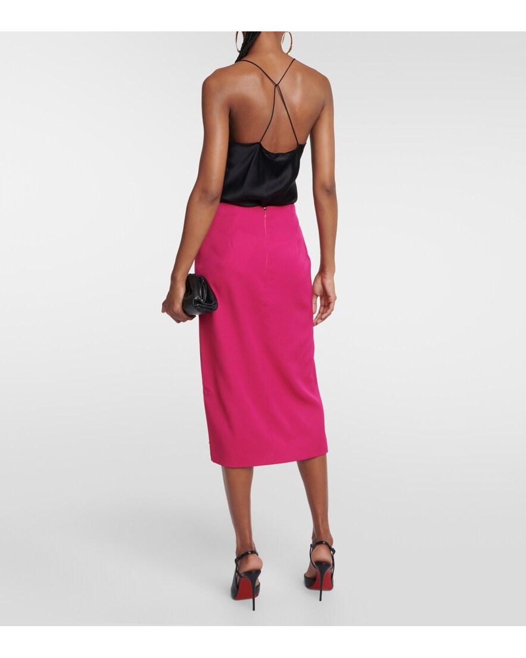 Nina Ricci Pink Wool Midi Pencil Skirt