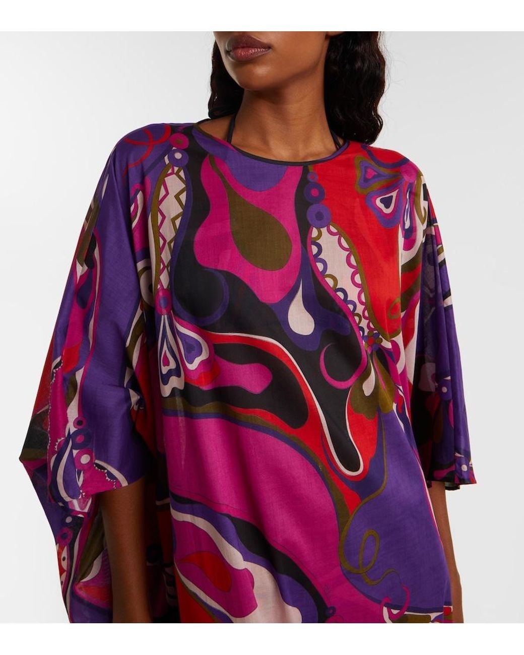 Emilio Pucci Red Orchidee Cotton Maxi Dress