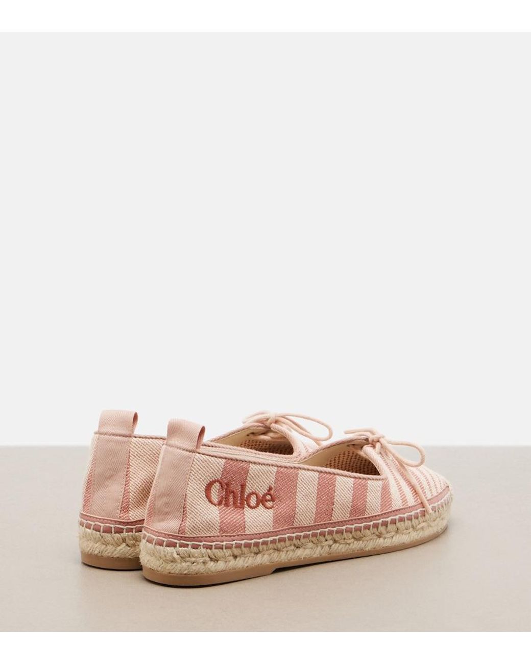 Chloé Pink Isla Striped Canvas Espadrilles