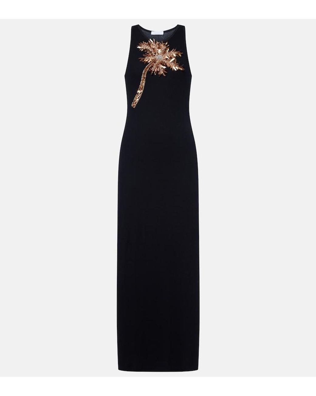 Rabanne Black Embellished Cotton-Blend Maxi Dress