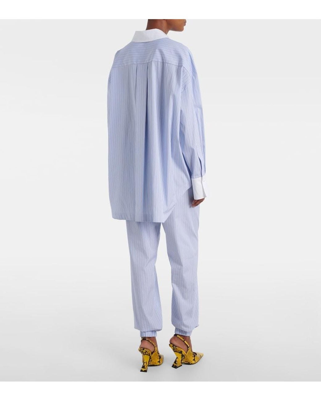 The Attico Blue Striped Cotton Tapered Pants