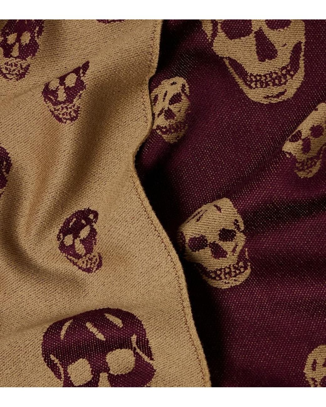Alexander McQueen Brown Skull Wool Jacquard Scarf