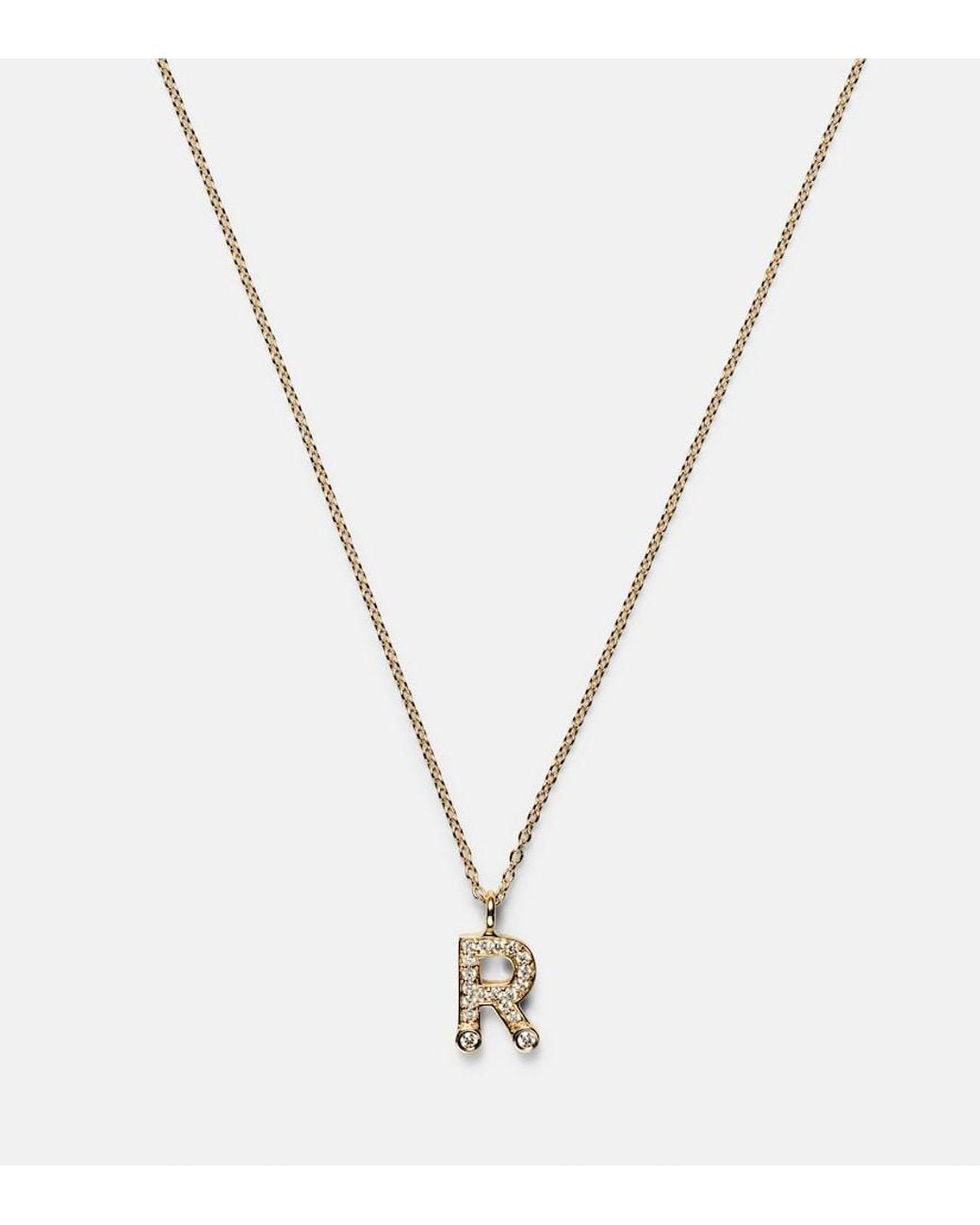 Sophie Bille Brahe White Initial 18Kt Necklace With Diamonds