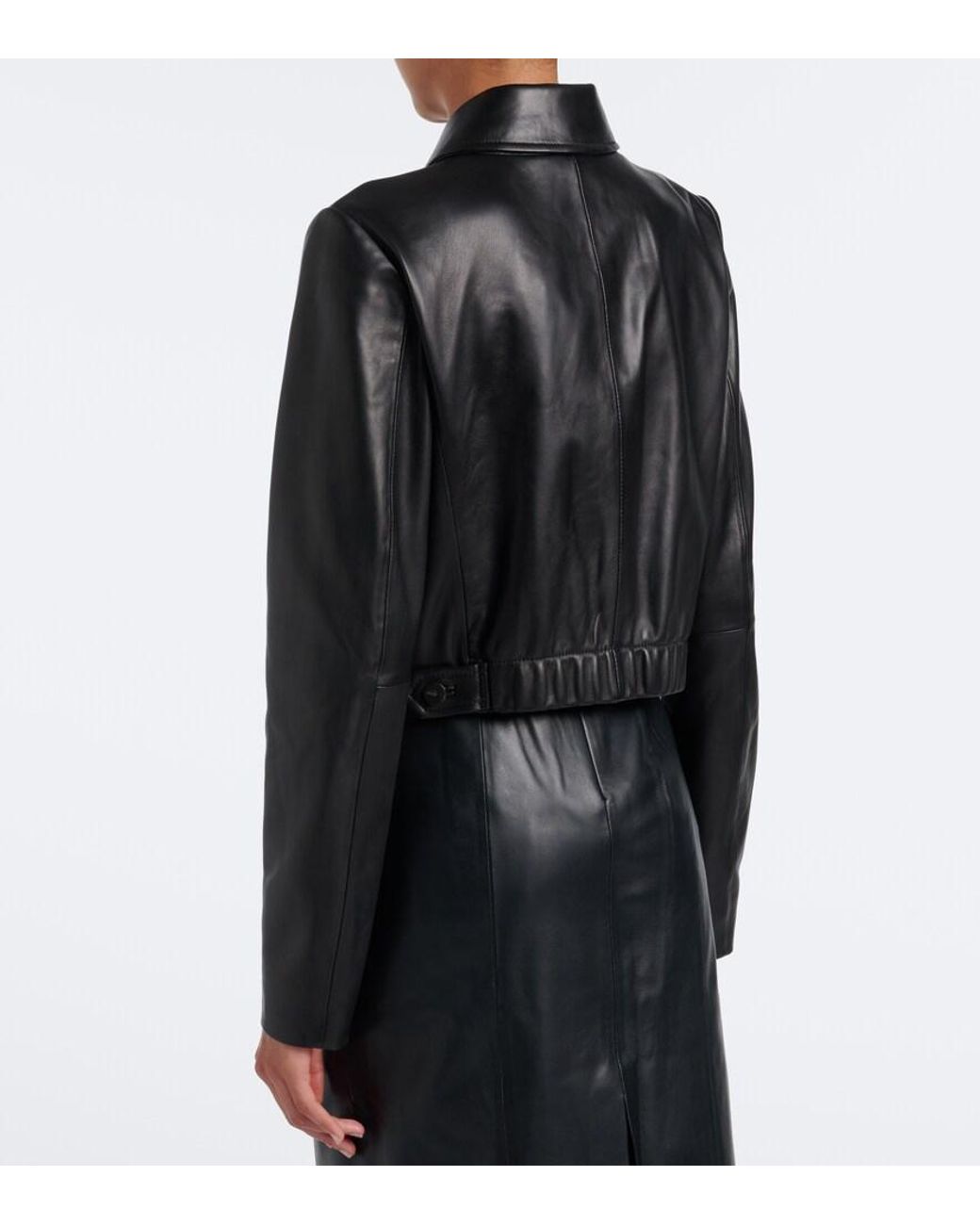 Vince Black Cropped Leather Jacket