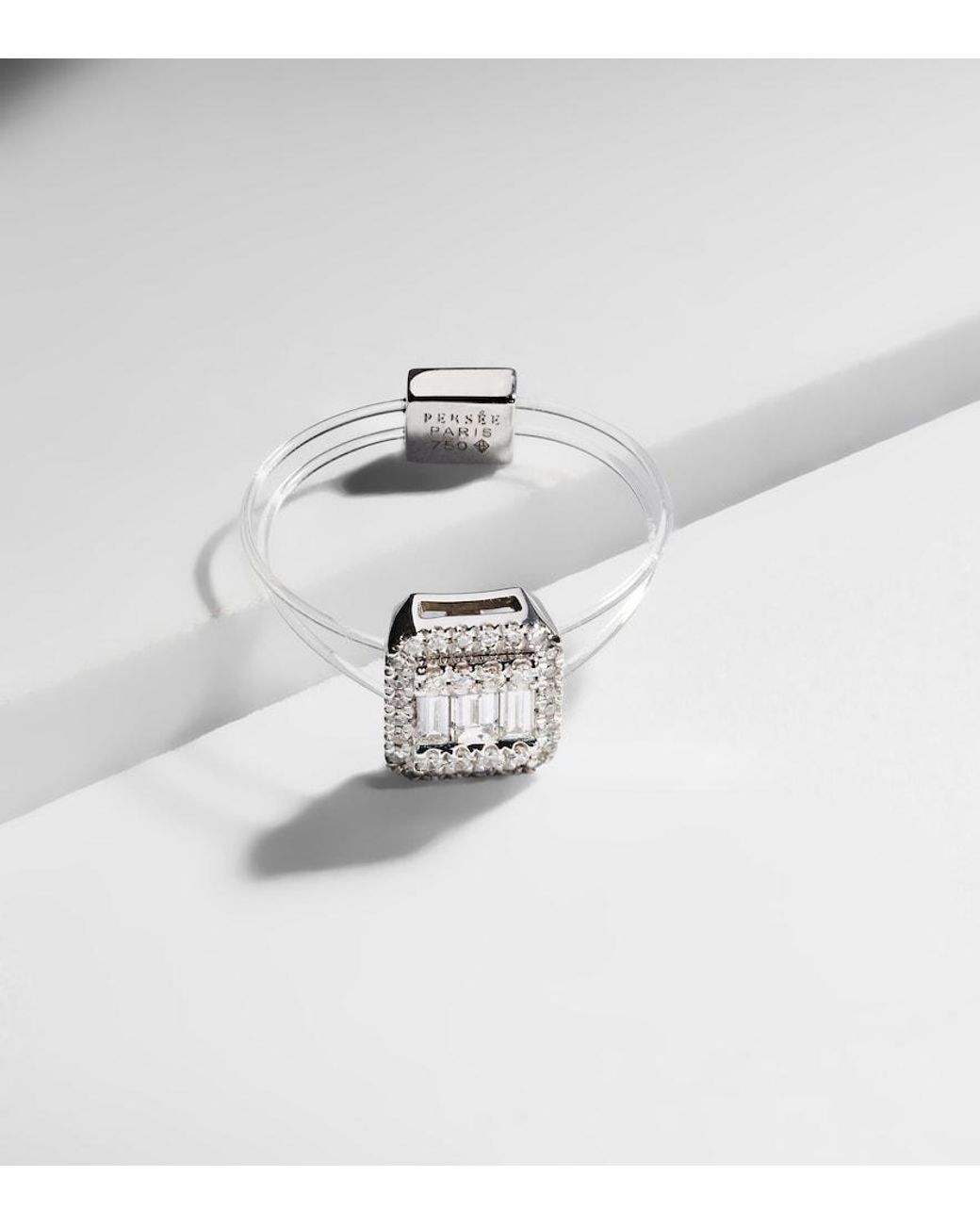 PERSÉE White Floating 18Kt Ring With Diamonds