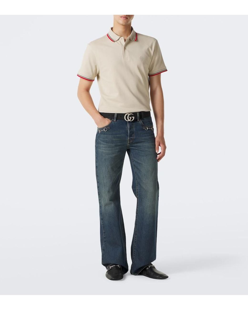 Gucci Natural Cotton-Blend Pique Polo Shirt for men