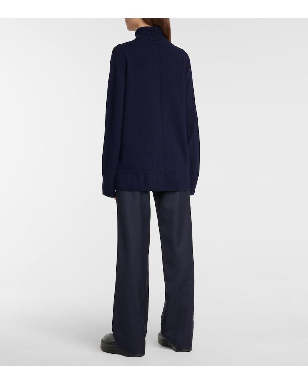 The Row Blue Milina Turtleneck Wool And Cashmere Sweater