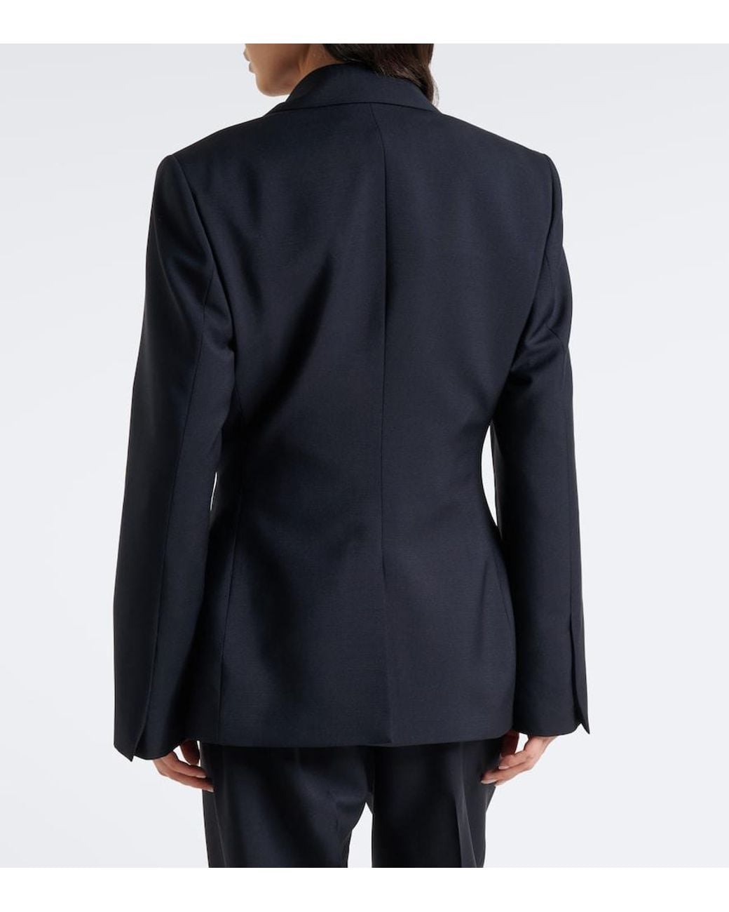 Rohe Blue Double-Breasted Wool And Mohair Blazer
