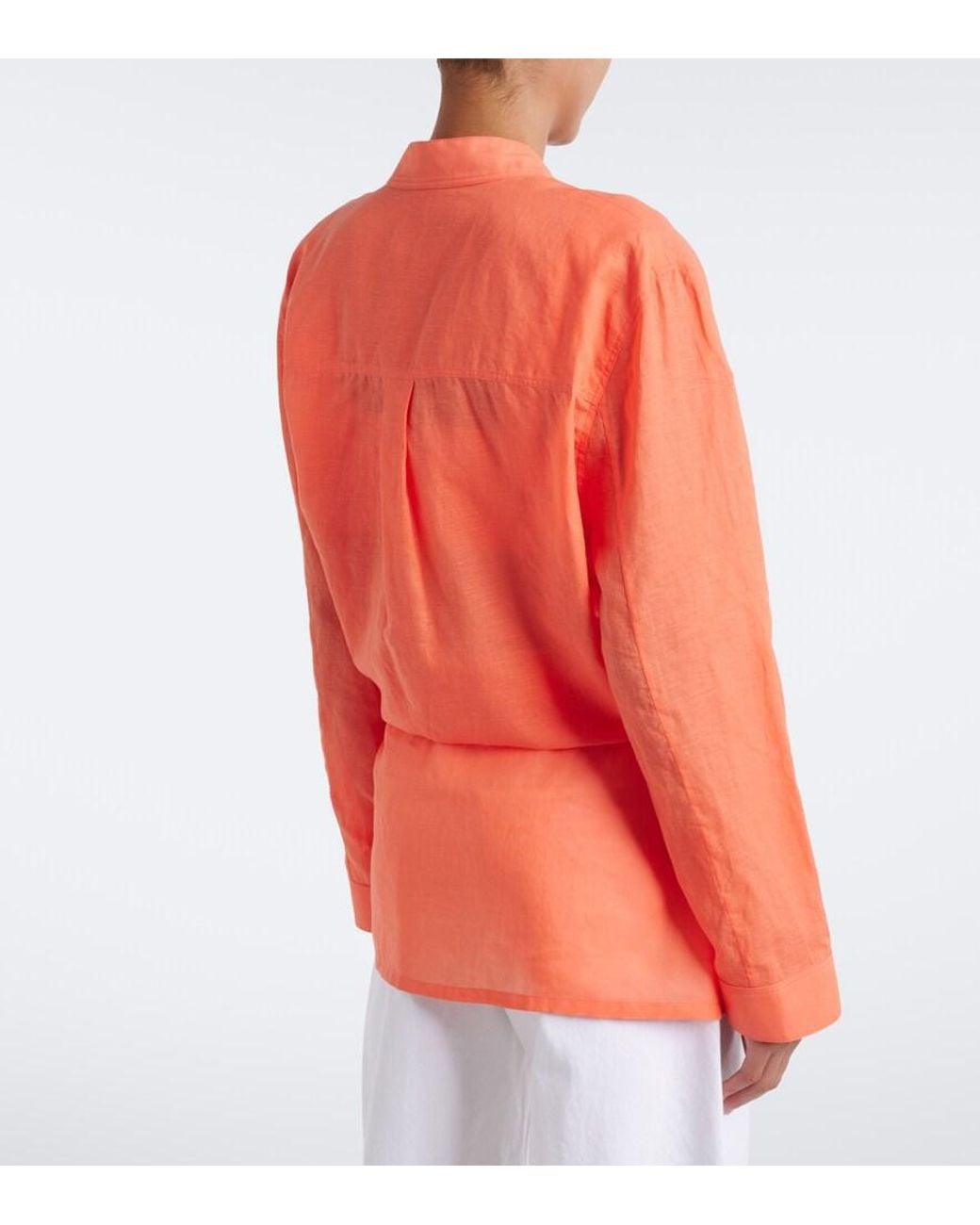 Alaïa Orange Layered Cotton And Linen Shirt