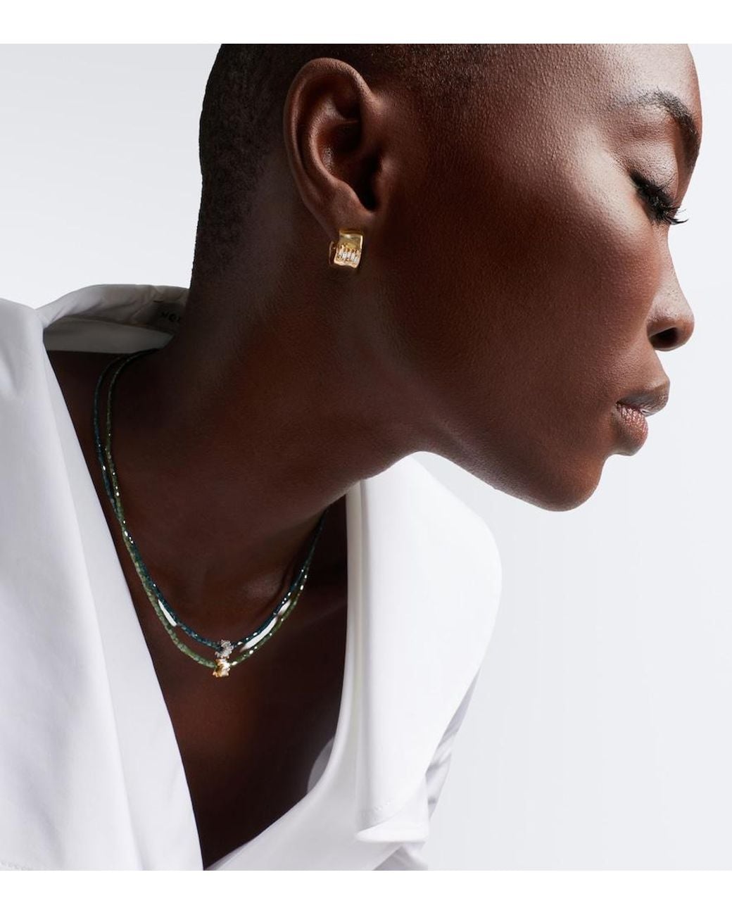 Suzanne Kalan White Mini 18Kt Hoop Earrings With Diamonds