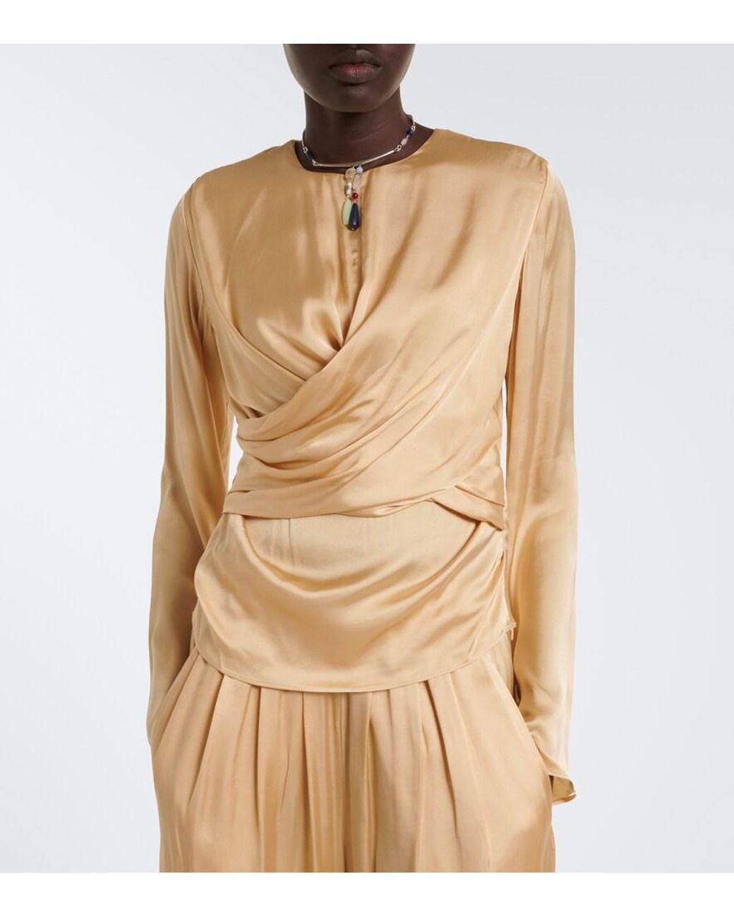 Isabel Marant Natural Neame Draped Satin Top