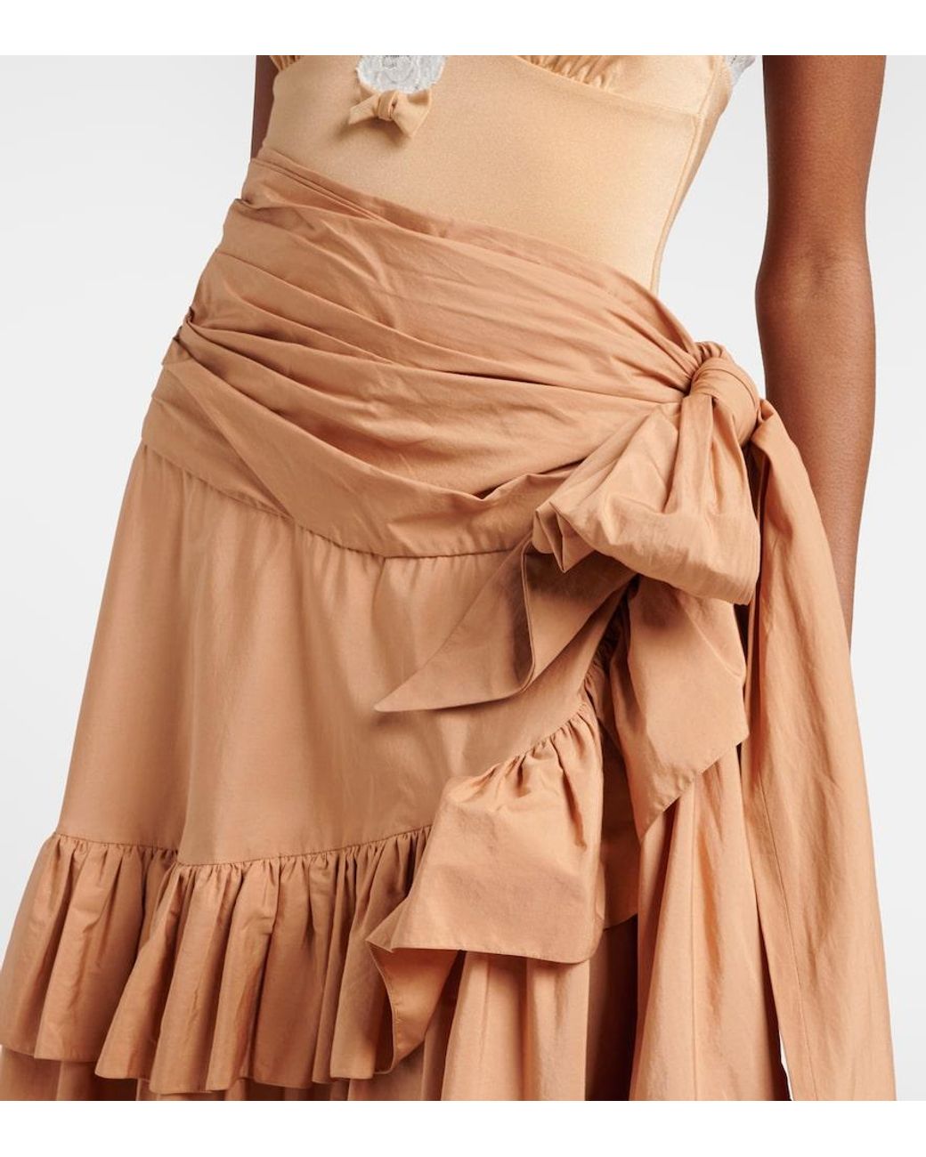 Chloé Brown Asymmetric Ruffled Cotton Maxi Skirt