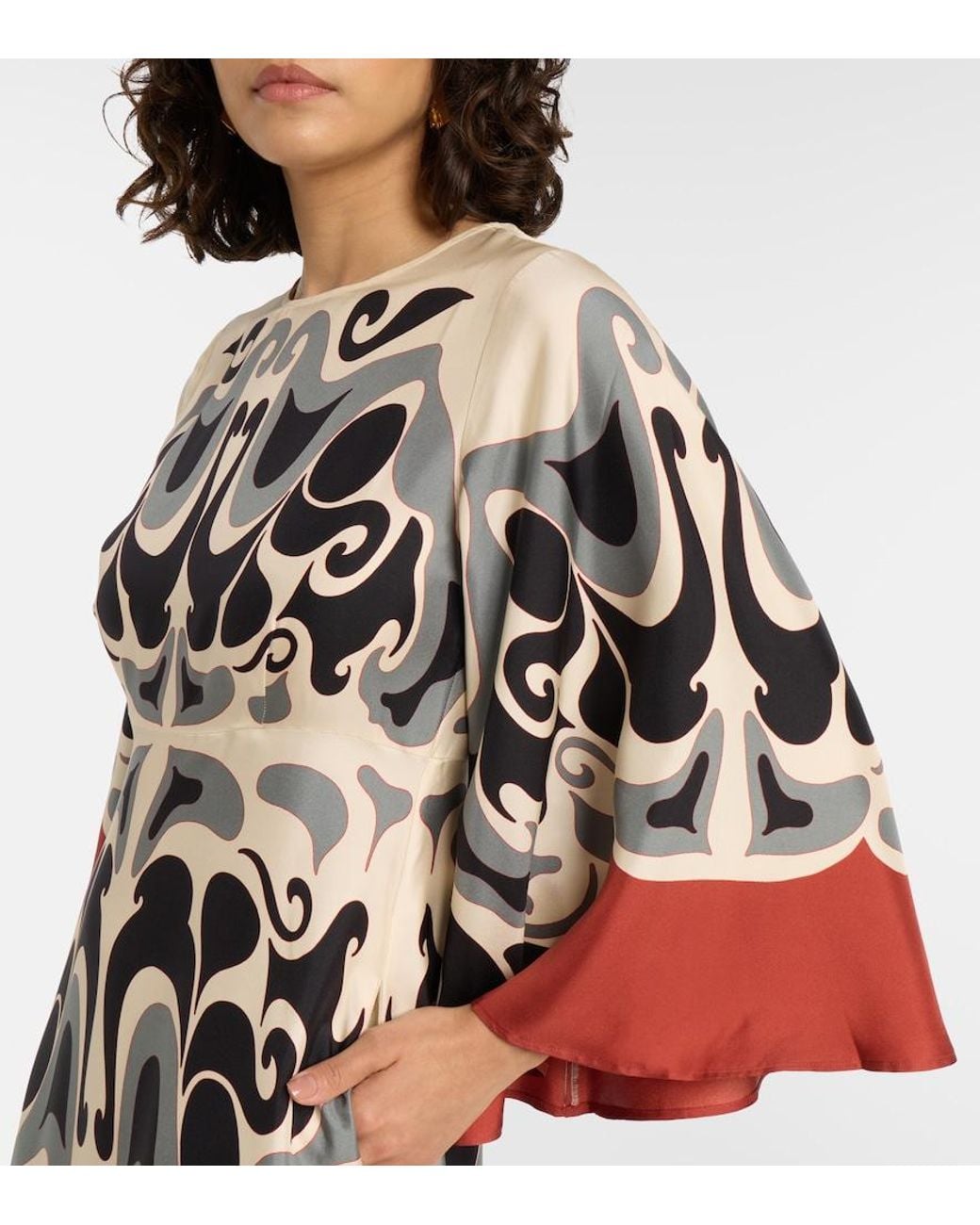 LaDoubleJ Red Phoenix Placee Silk Twill Maxi Dress