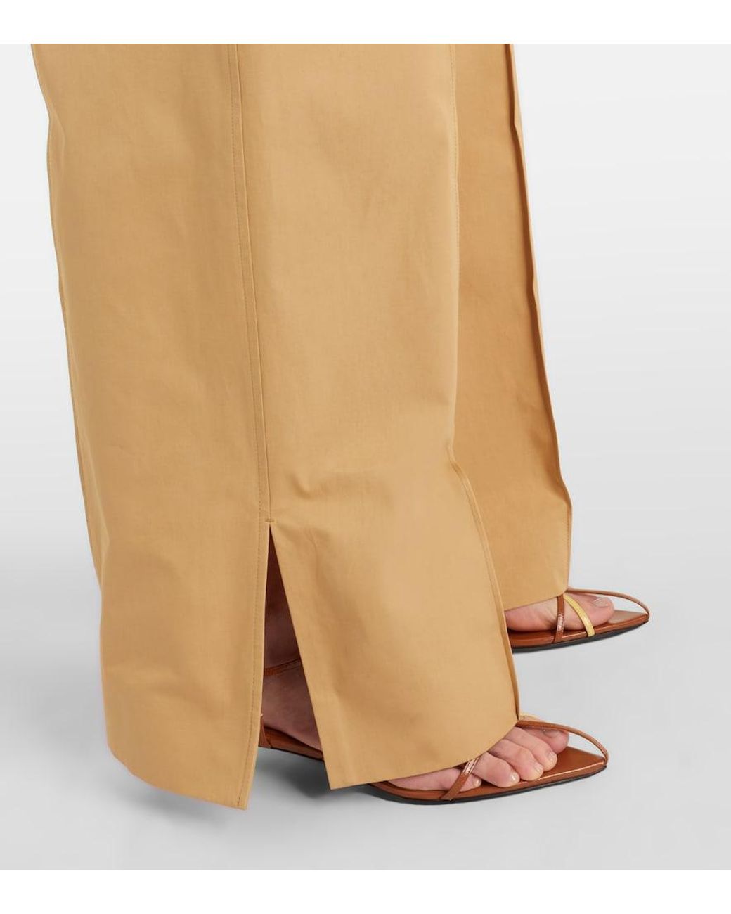 Jil Sander Natural Cotton Drill Wide-Leg Pants