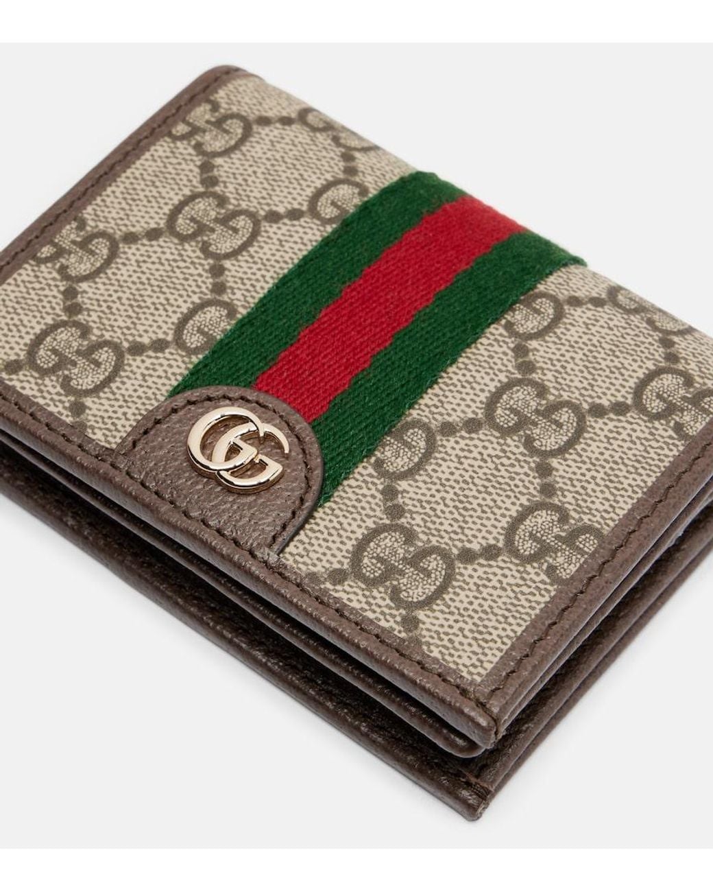 Gucci Metallic Ophidia Small Gg Leather-Trimmed Wallet