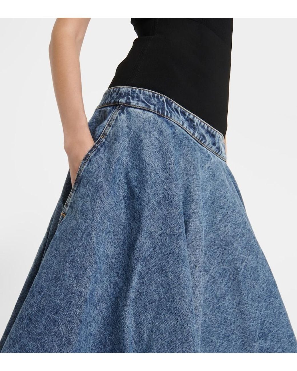 Alaïa Blue Denim Midi Skirt