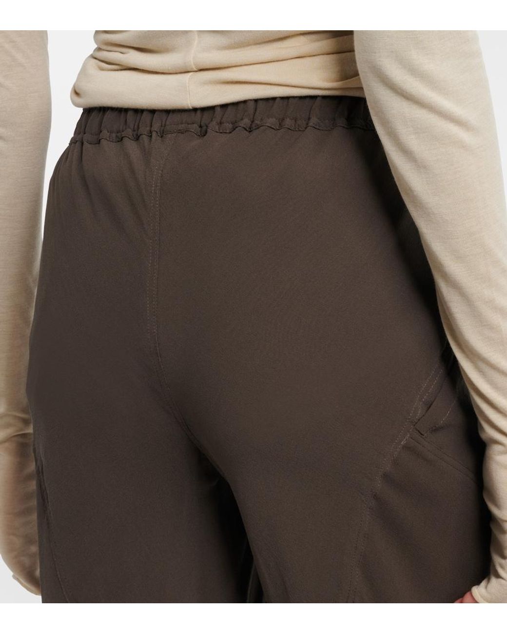 Rick Owens Brown Silk Charmeuse Wide-Leg Pants