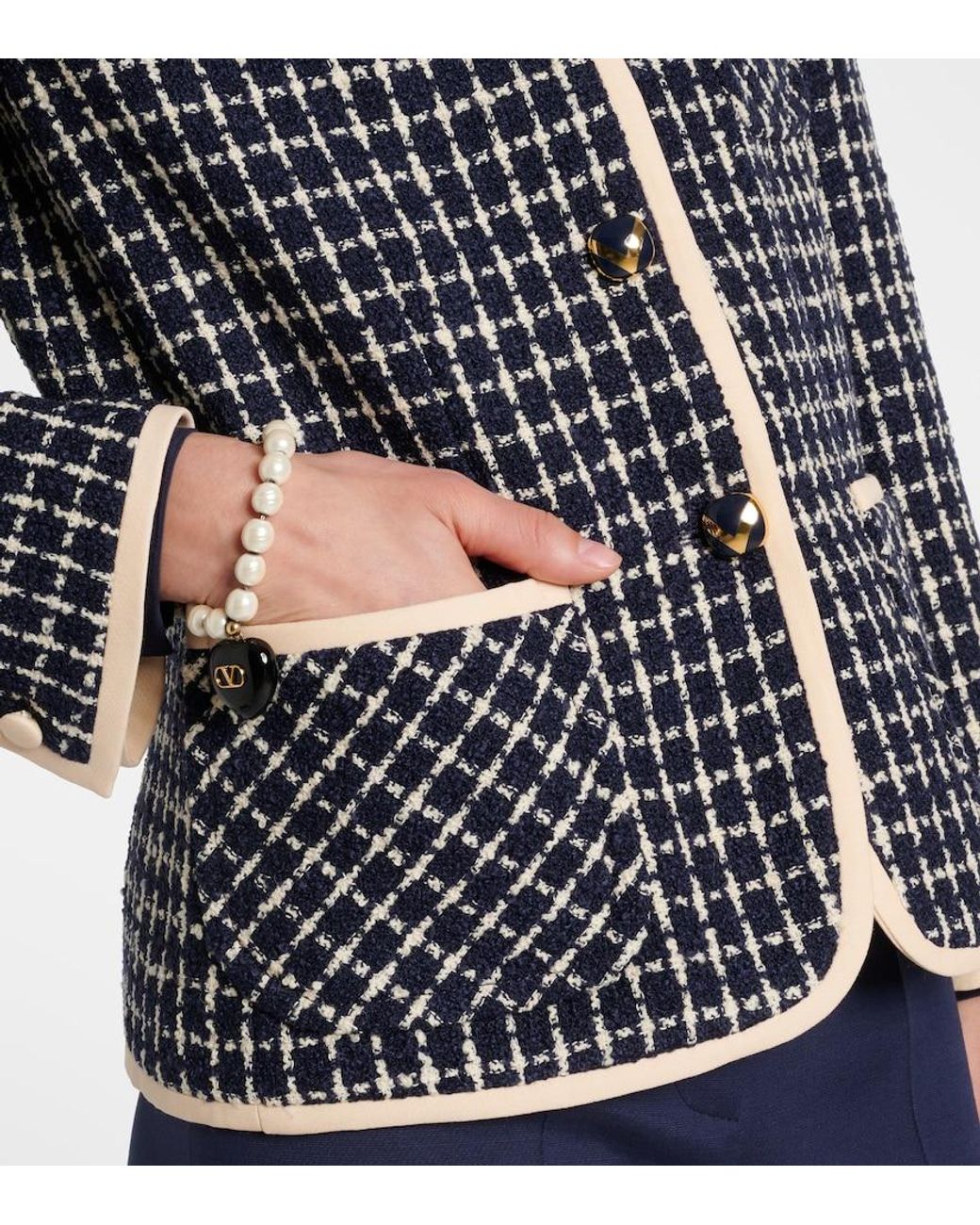 Valentino Blue Wool And Cotton-Blend Boucle Jacket