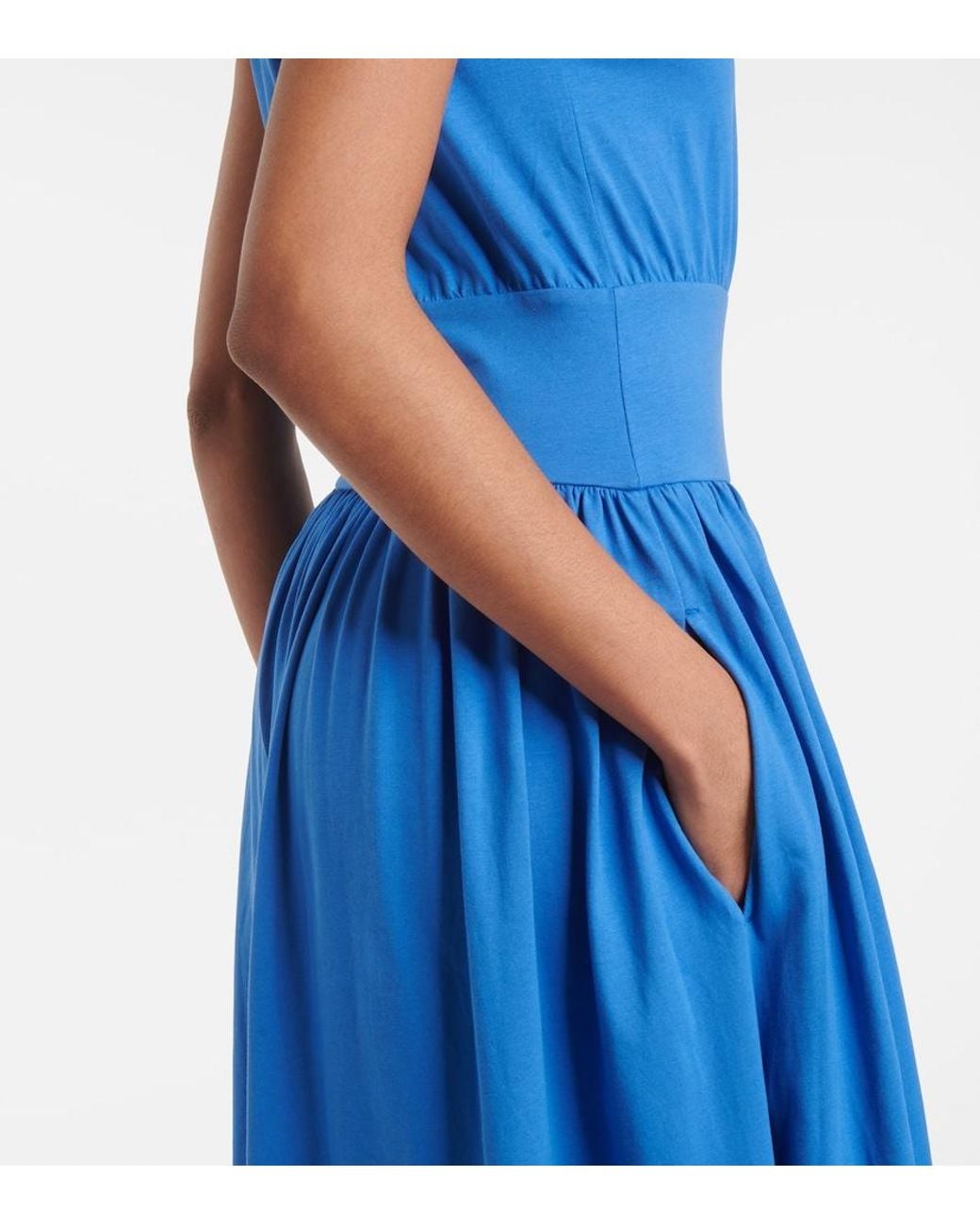 Totême Blue Cotton Jersey Midi Dress