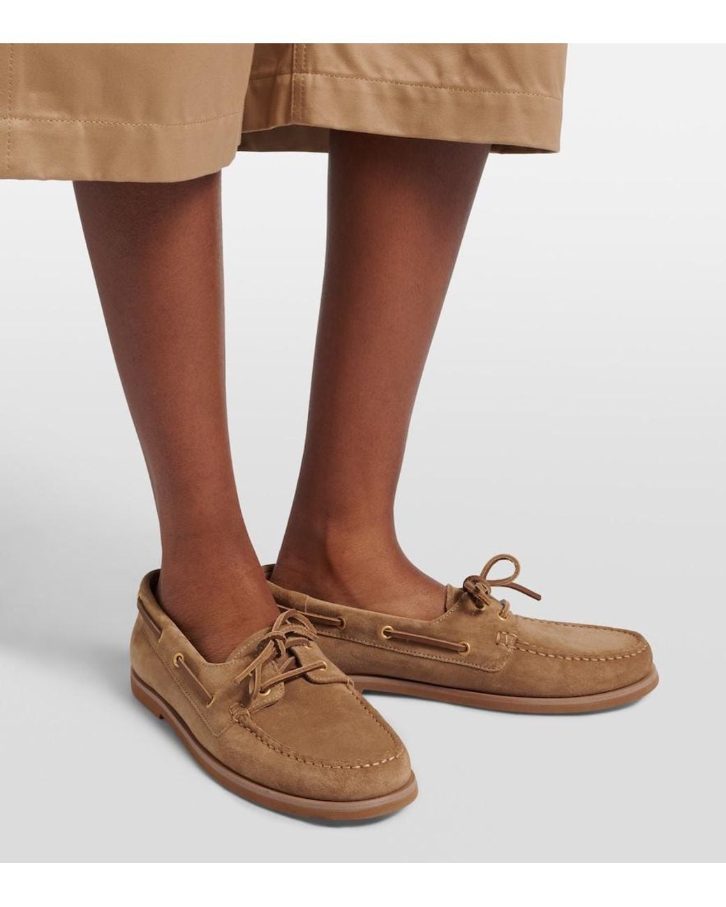 Gianvito Rossi Brown Vandee Suede Boat Shoes