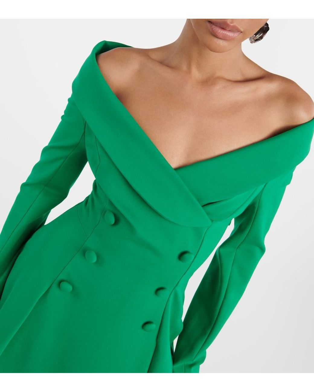 Dorothee Schumacher Green Off-Shoulder Midi Dress
