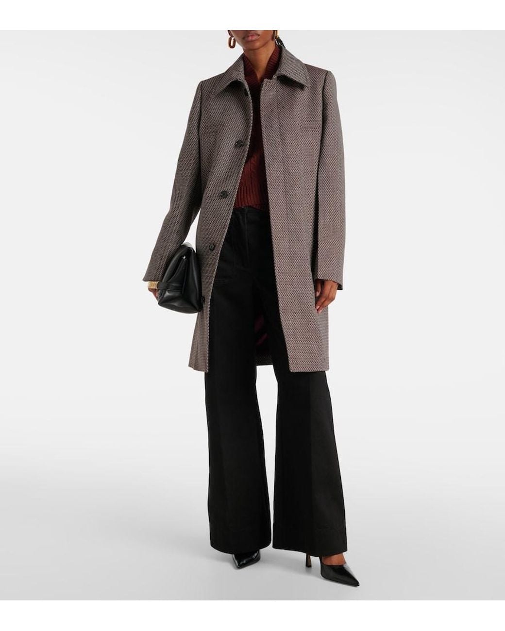 Victoria Beckham Gray Tailored Virgin Wool Coat