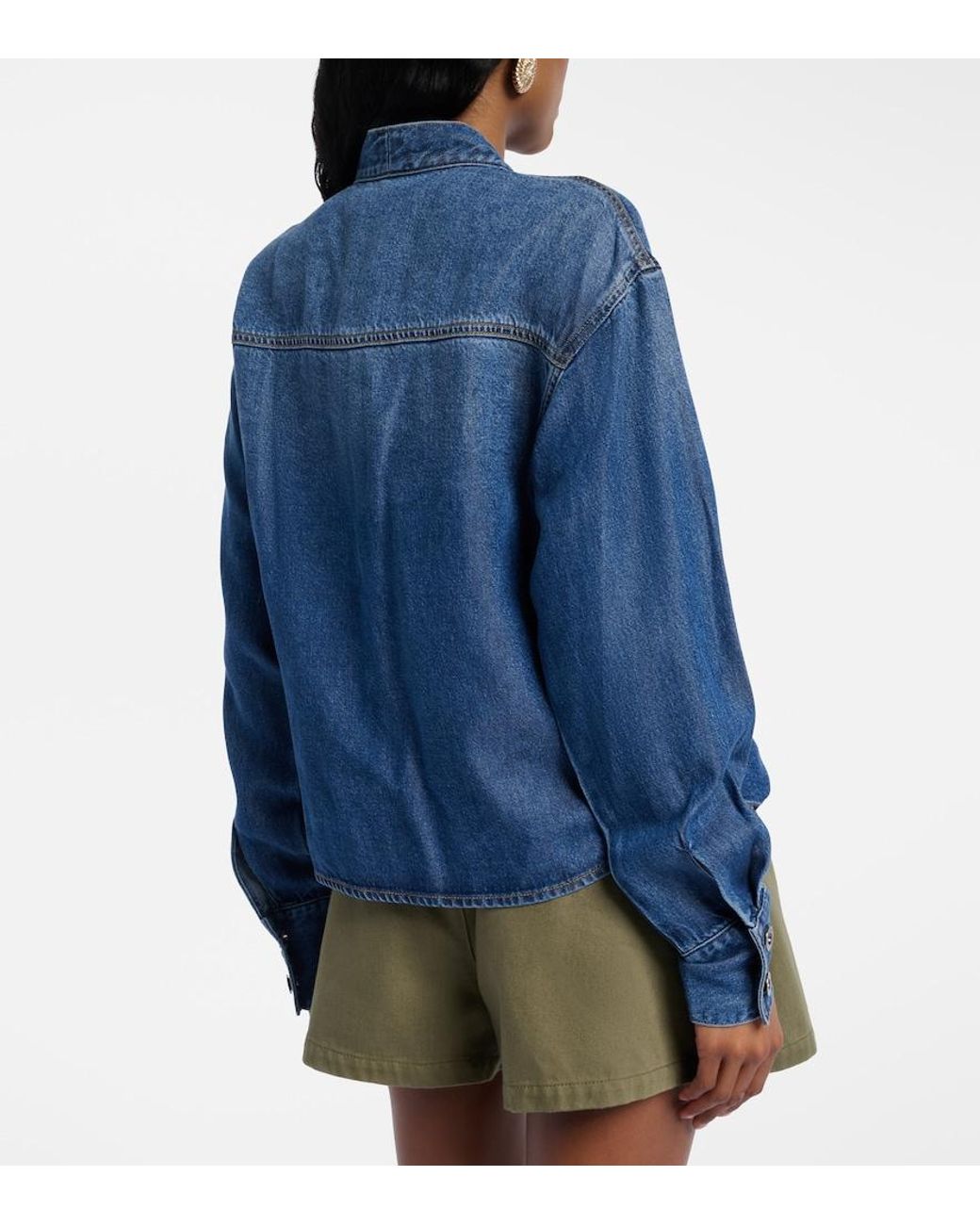 Self-Portrait Blue Bow-Detail Denim Shirt