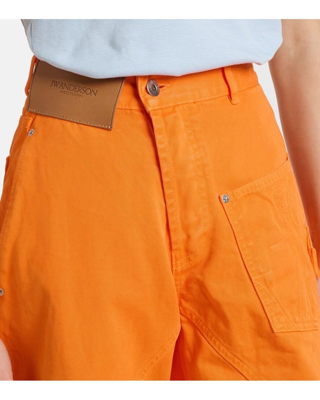 J.W. Anderson Orange Embroidered High-Rise Straight Jeans