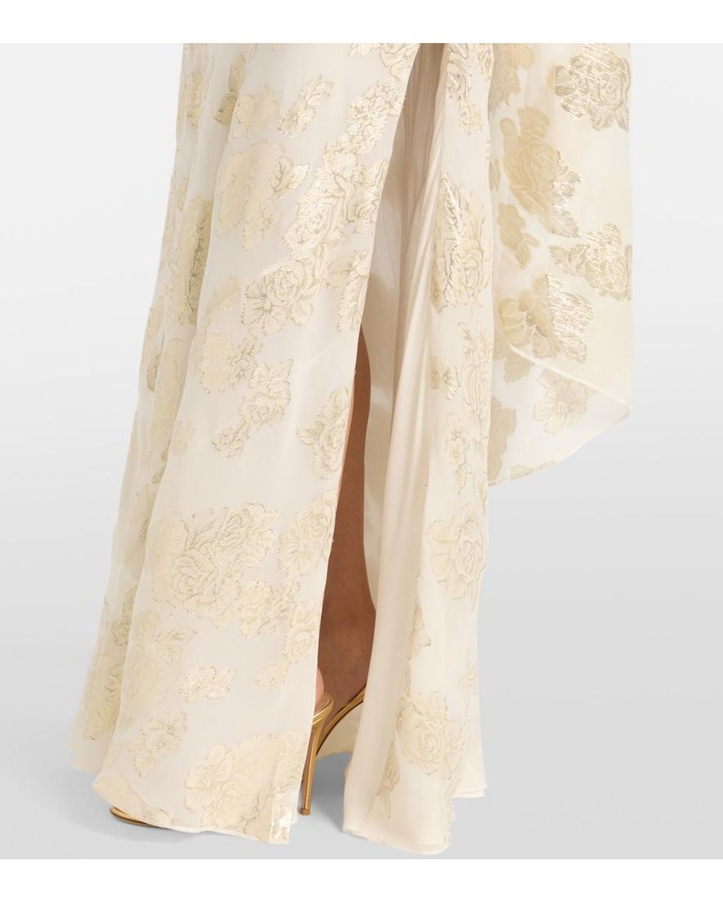 Alexandra Miro White Ava Silk-Blend Lame Maxi Dress