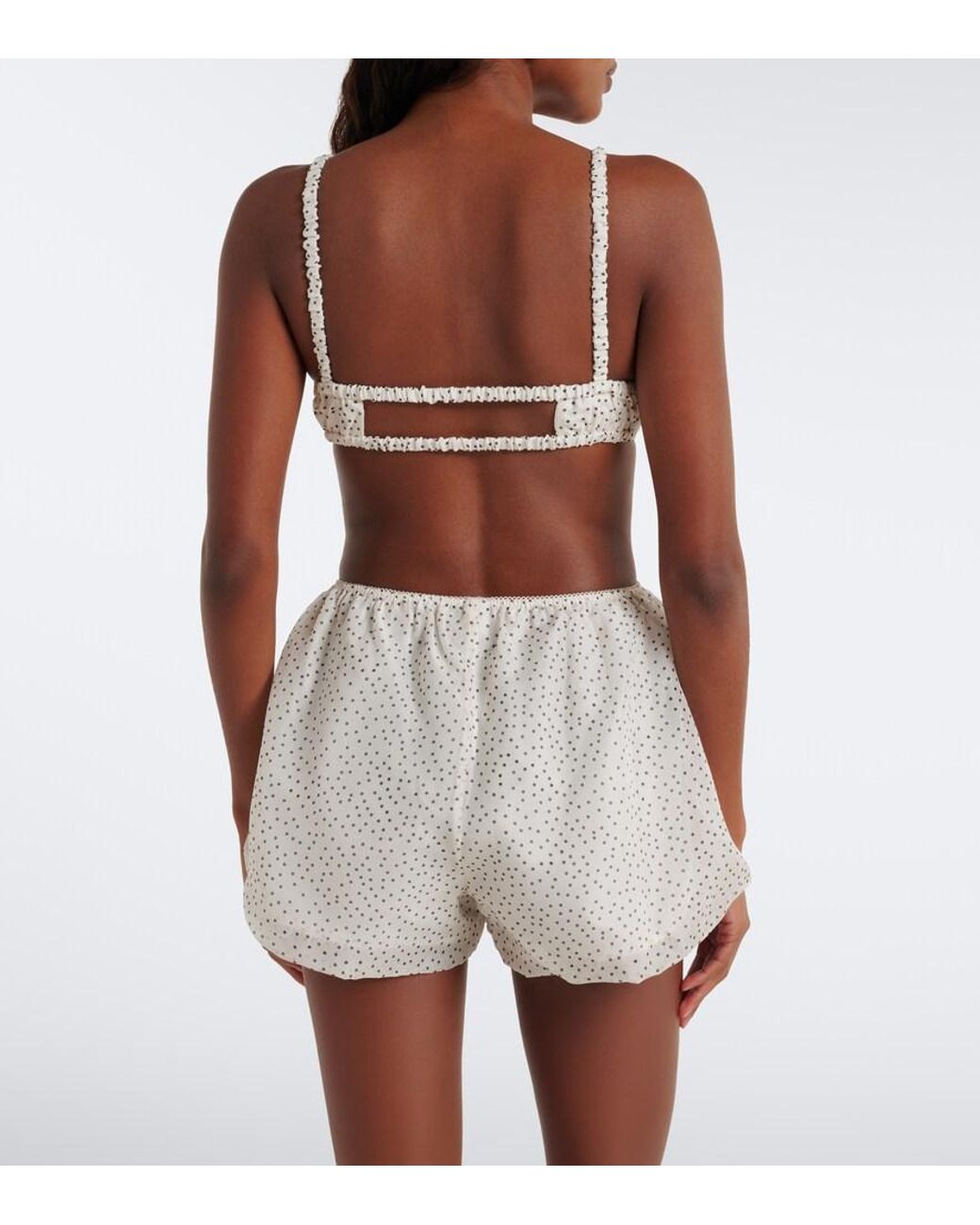 Sir White Polka-Dot Silk Organza Bra Top