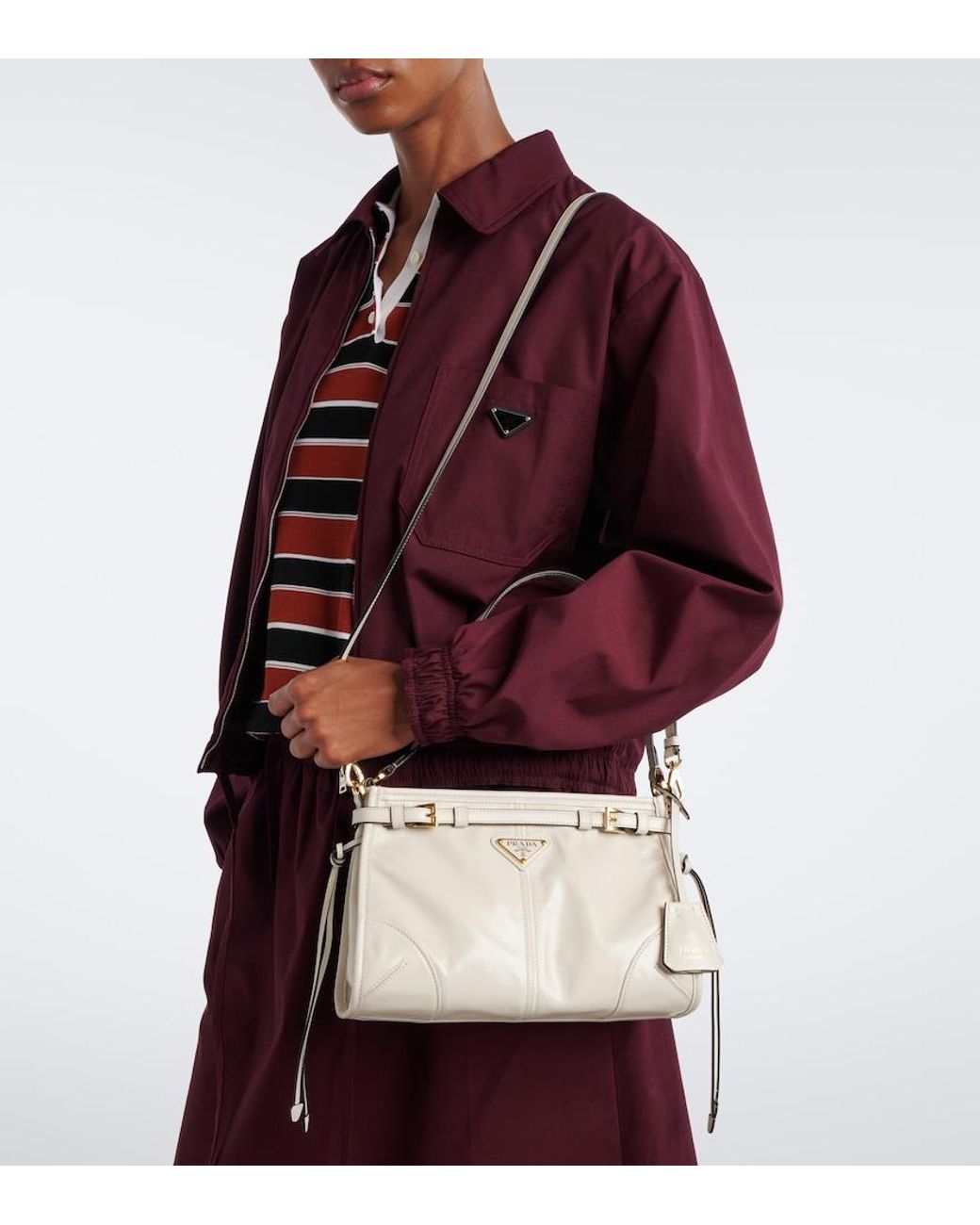 Prada White Bonnie Small Leather Shoulder Bag
